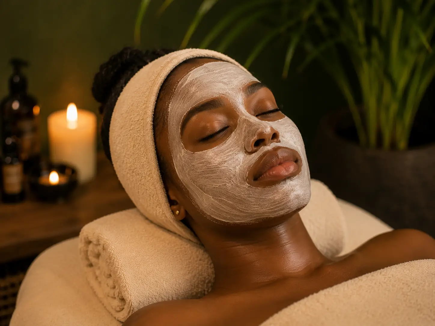 Cream facial mask treatment at Comfort Spa, Sukuta, The Gambia
