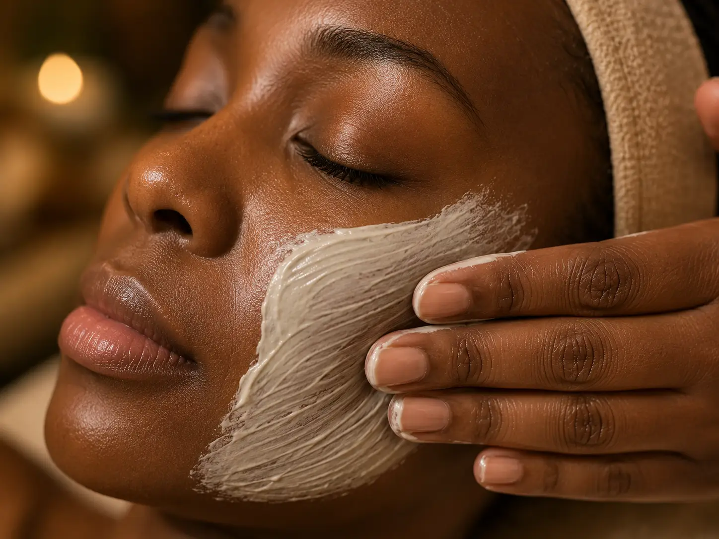 Facial mask detail at Comfort Spa, Sukuta, The Gambia
